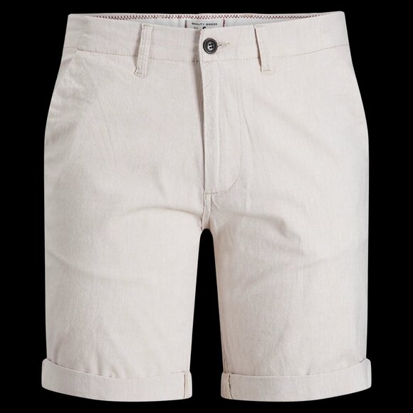 Jack & Jones Cream Heathered Linen Blend Rolled Hem Chino Shorts - Picture 1 of 1